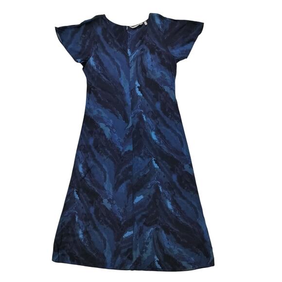 Soft Sorrundings womens blue marble print flutter sleeve casual maxi dress sz M - Picture 3 of 13